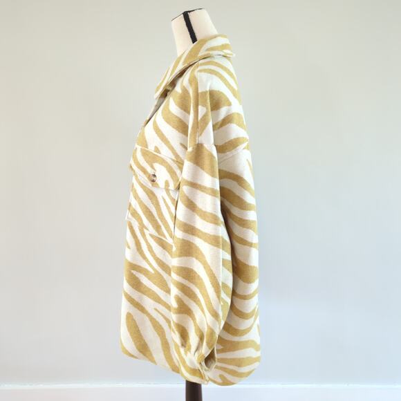 Scoop NYC Gold White Zebra Print Wool Blend Shacket Size XL - Picture 8 of 12